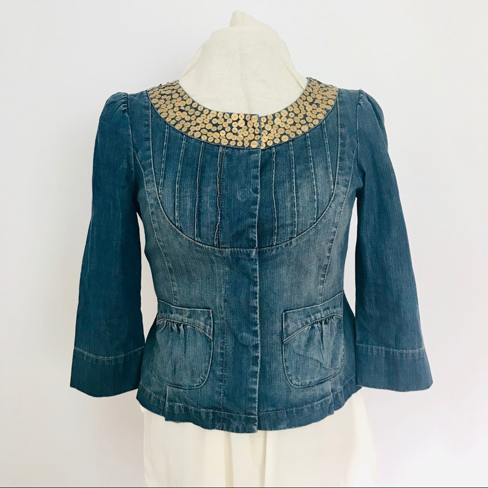 DKNY Denim Tailored Jacket Gold Detail